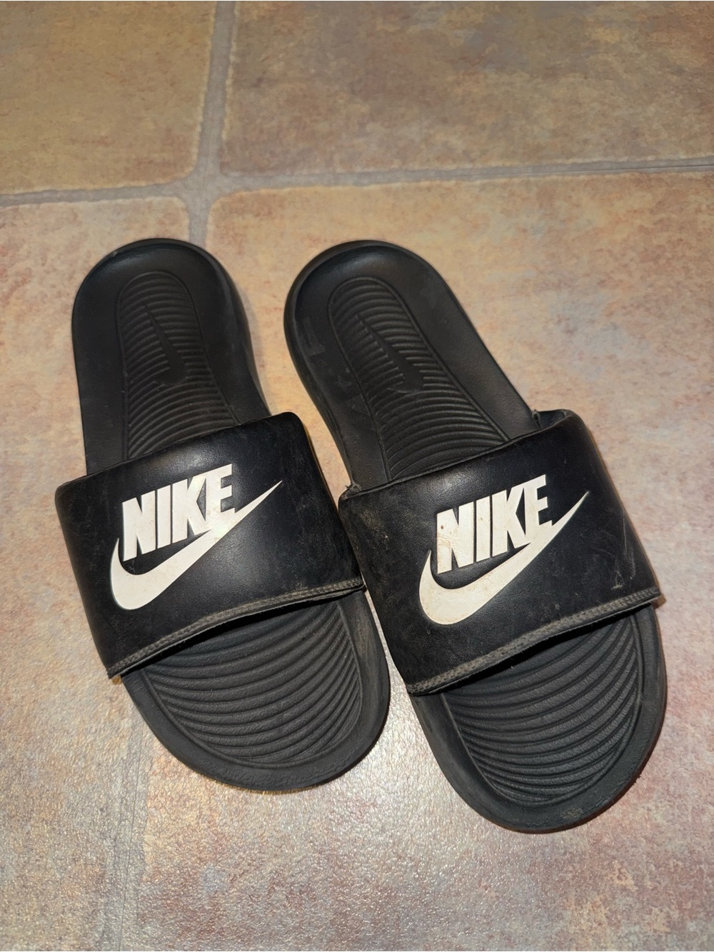 Nike Black and White Slide Sandals